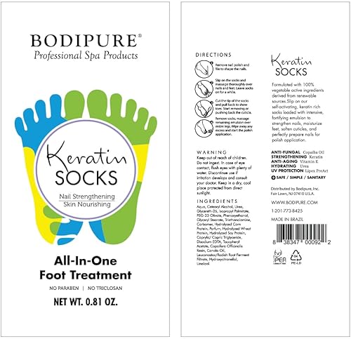 Bodipure Professional Keratin Socks For Heel Softening – Moisturizing Foot Mask For Dry Feet – Foot And Cuticle Treatment With Vegetable Keratin Cream – Box Of 50 Pairs #TOP3