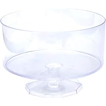 7.25" Clear Plastic Trifle Bowl Container Pedestal 5" Tall Dessert Container, BPA Free, Food Safe