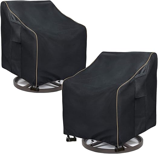 Outdoor Swivel Lounge Chair Cover 2 Pack,100% Waterproof Heavy Duty Outdoor Chair Covers,(33 W x 35 D x 38.5 H inches) Patio Furniture Cover for Swivel Patio Lounge Chair,Black