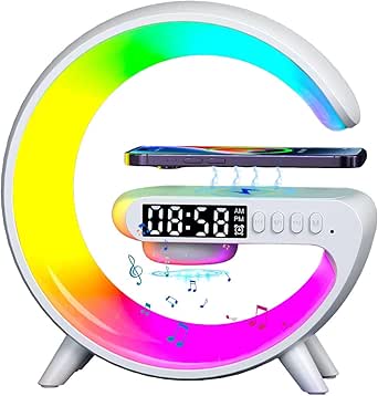 Altoparlante Bluetooth Con Luci LED A Forma Di G - Ricarica Wireless, Sveglia E Luce Notturna - Foto 7