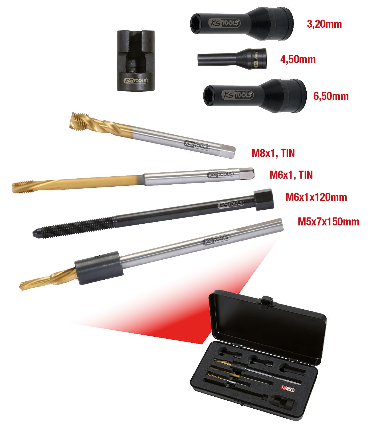 KS Tools 152.1020 Uniwers zest do rozwierc. swiec zarowych M8 x 1,0, 8-szt