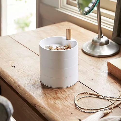 Miniatura 3 de Yamazaki Home Joyero apilado de plástico + madera pequeña blanca