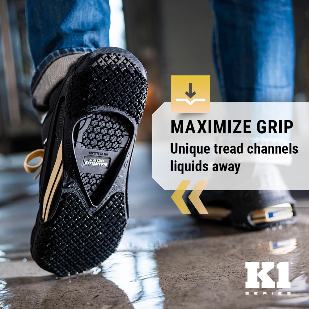 K1 Series SG1 Grip antidérapant sur l'huile et la graisse pour chaussures de travail/sécurité – Aides à la traction pour hommes et femmes dans les services alimentaires, entrepôts