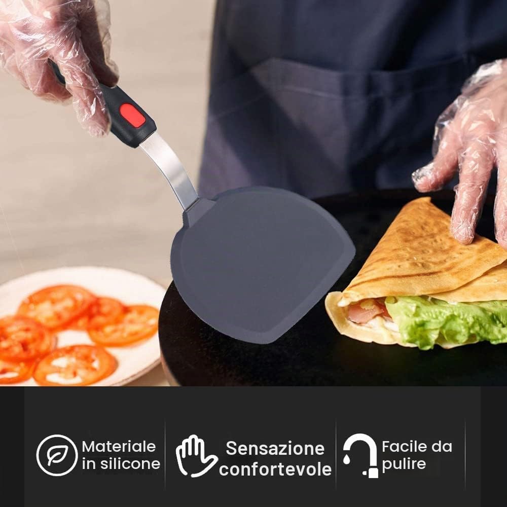 Tenta Kitchen Spatola da cucina in silicone, resistente al calore fino a 315,6 °C, per pentole antiaderenti, ampia spatola per pancake per cucinare e cuocere