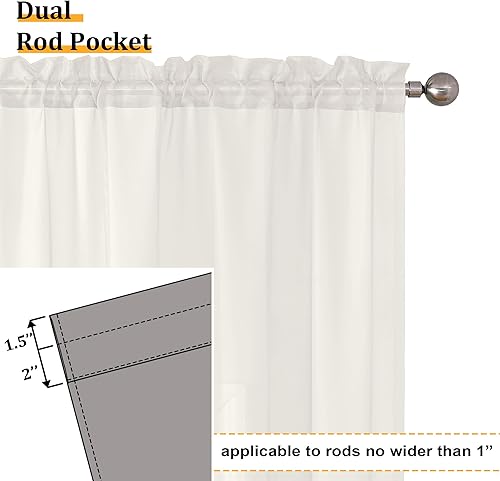 Miniatura 5 de Aiyufeng Cortinas traslúcidas modernas para ventana, cortinas largas con bolsillo para barra, cortinas translúcidas, cortinas semitransparentes con