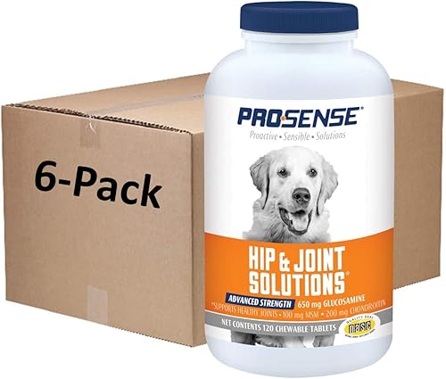 ProSense Advanced Strength for Dogs Tabletas masticables de glucosamina, soluciones para cadera y articulaciones (1 caja de 6 paquetes individuales