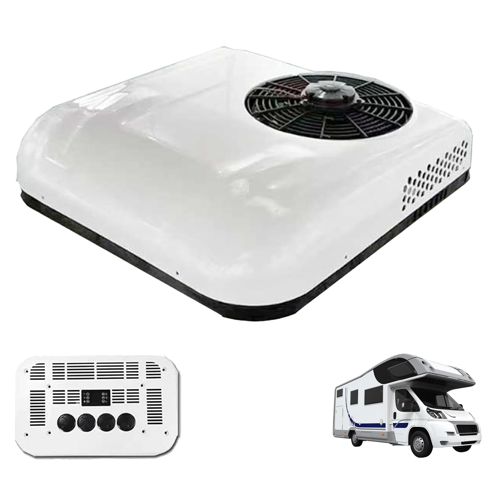 24V RV Aire Acondicionado En El Techo, White-24V, Barco, Caravana, Camión, Remolque, Aire acondicionado caravana, Tractores, Furgoneta, Caravana