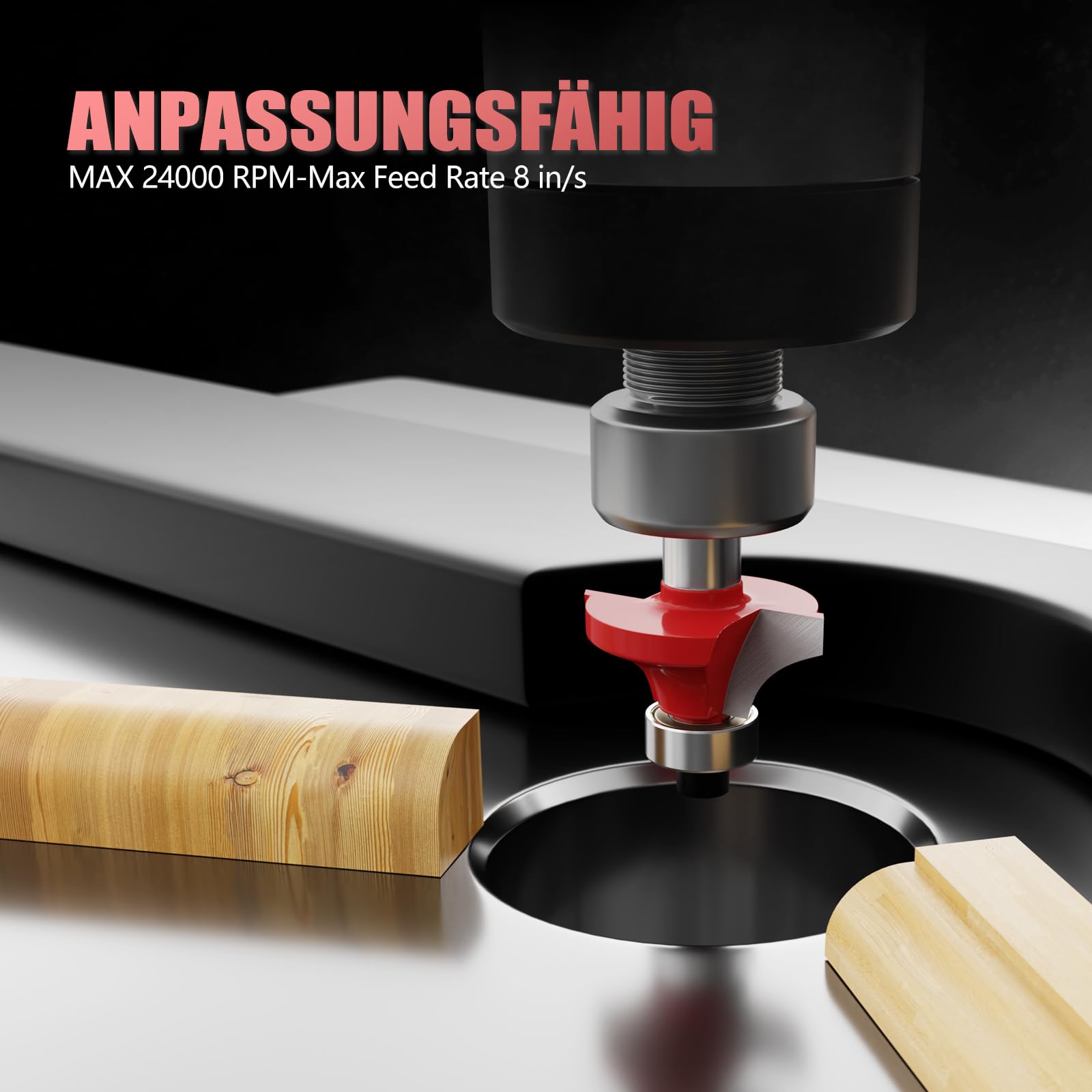 CSOOM 6 Stück 8mm Schaft Abrundfräser Standard Rundfräser Set, Hartmetall Runde Über Fräser Bits Oberfräsen-Bits Kantenfräser Radiusfräser für die Holzbearbeitung