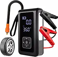 Auxiliar De Partida e Calibrador de Pneu Compressor Bomba de Ar Portátil, Carregador de Bateria Sem Fio Com Luz de Emergência e Carregar Celular Power Bank, Chupeta Encher Pneu, Carro Moto Marca ATM