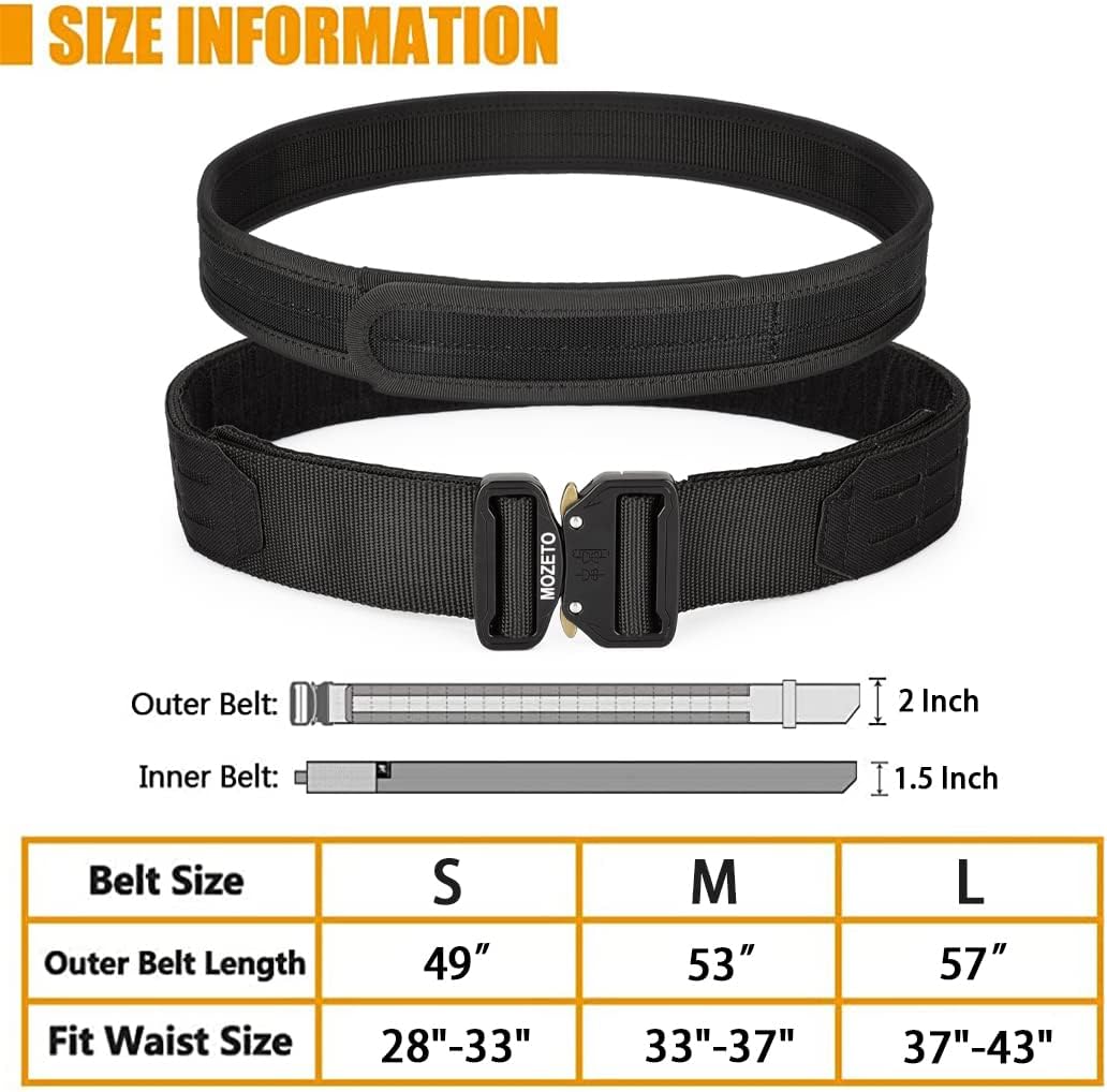 MOZETO Molle Battle Belt, 2" Battle Belts Tactical War Combat Quick Release Law Enforcement Duty Belts for Men - Image 6