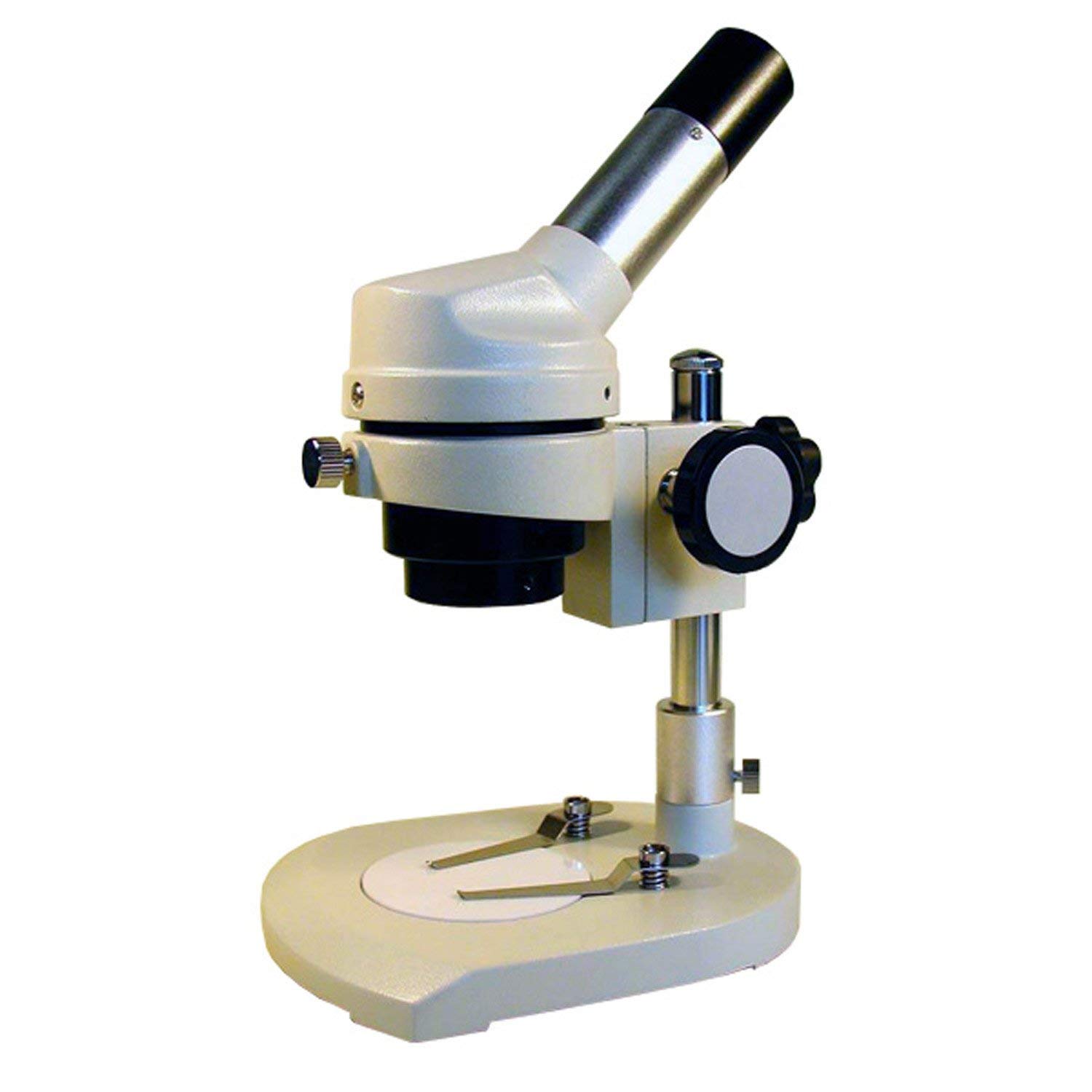AmScope K104 Elementary Stereo/Dissecting Microscope, 10x Widefield Eyepiece, 20x Magnification, Reversible Black/White Stage Plate, Heavy-Duty Frame