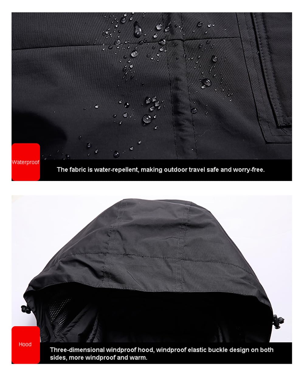 Chaqueta funcional para hombre y mujer, tallas grandes 3 en 1, cortavientos de longitud media, forro de algodón, chaqueta de exterior, impermeable, cortavientos, chaqueta de entretiempo