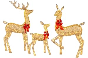 3-Piece Lighted Christmas Deer Family Set
