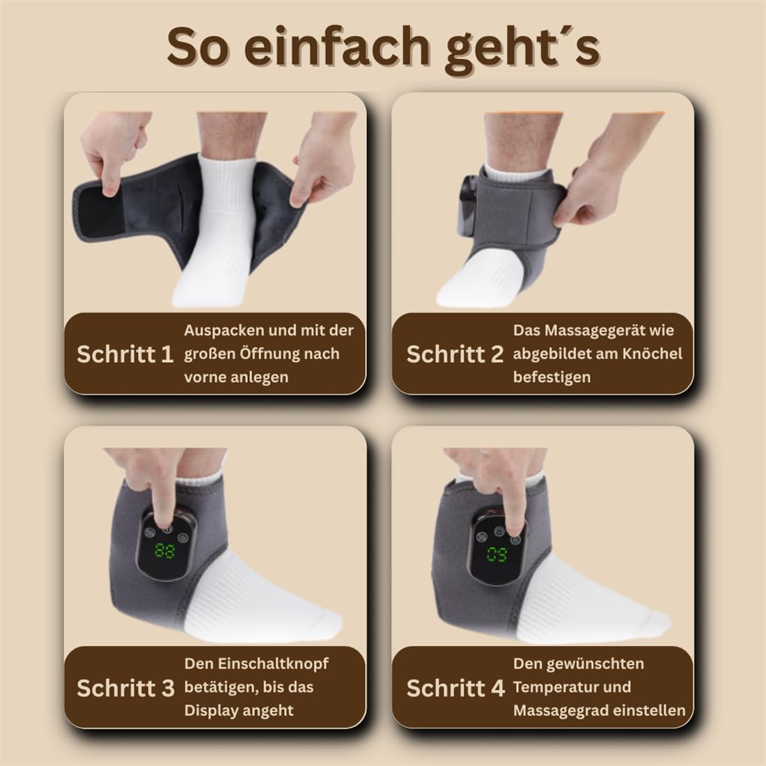 3-in-1 elektrisches Fußmassagegerät mit Wärme & Vibration – kabellos & wiederaufladbar – lindert Plantarfasziitis, Neuropathie & Fußschmerzen – für Senioren, Sportler & Diabetiker