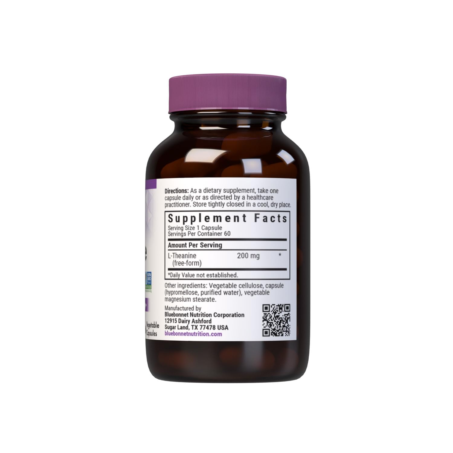 BlueBonnet Nutrition L-Theanine 200 mg, 60 Vegetable Capsules — Amazon image 2