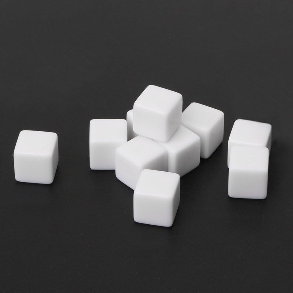 Yuly 10Pcs D6 Dice 12mm Die Six Sided Table Gaming Dice Blank for Role Playing Toys Dice Sets Bulk, 1.2x1.2x1.2cm