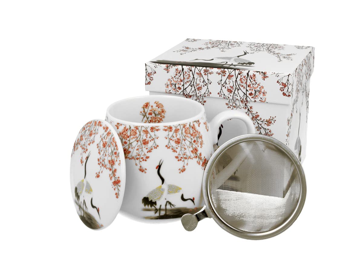 DUO ART GALLERY Tazza Con Infusore 430 Ml - William Kilburn Blue, Porcellana New Bone China, Confezione Regalo