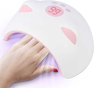 RIMAYA UV LED Nail Lamp, Cat Shape 60W Nail Dryer Tools with 3 Timer Setting/Automatic Sensor, uv led Nail Light for Resin Gel Nails Polish, Portable Gel Nail Polish uv Light for Fingernail & Toenail