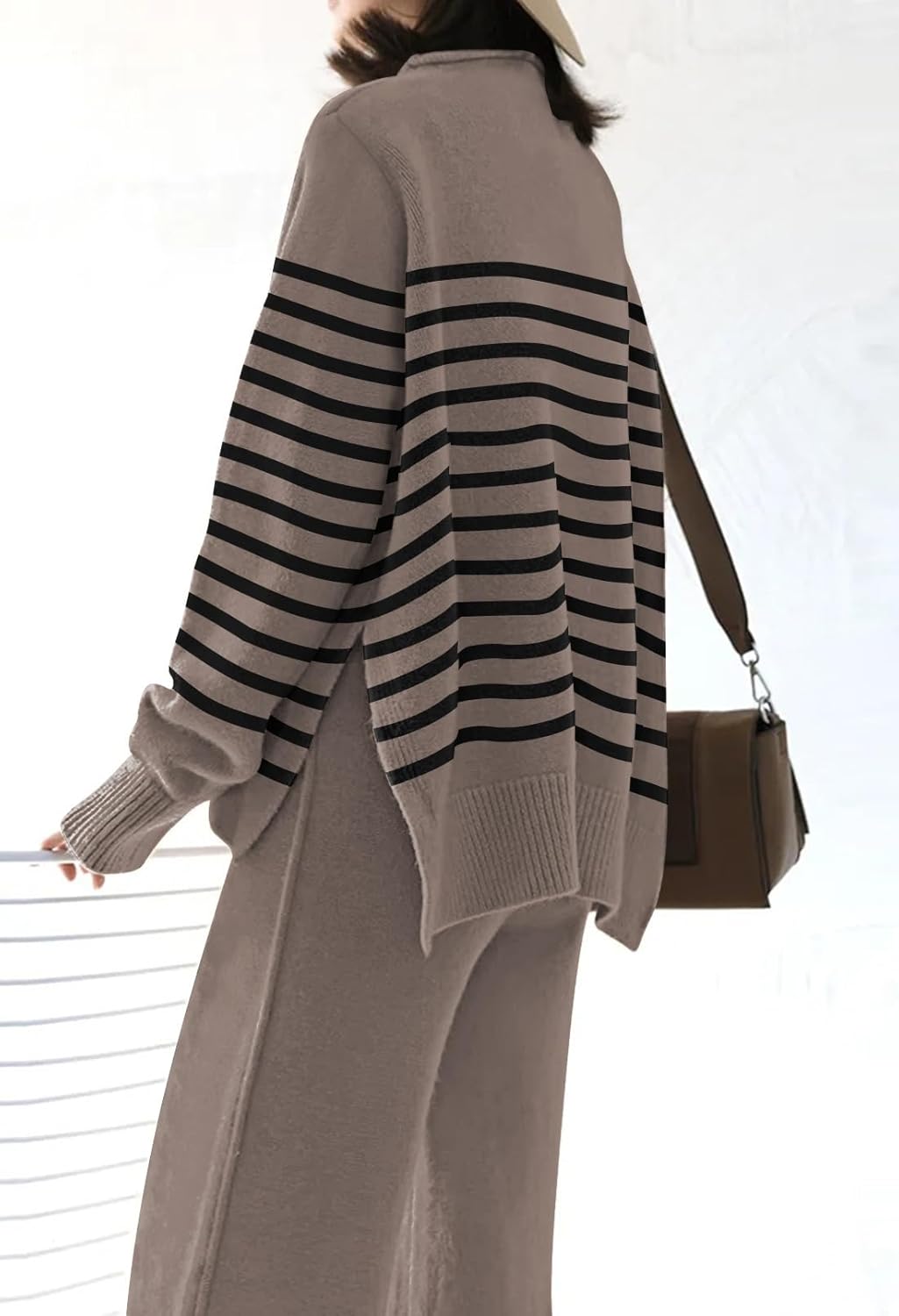 Viottiset Women's 2 Piece Outfits Sweater Set Wide Leg Pants High Neck Sweatsuit Loungewear - Image 4