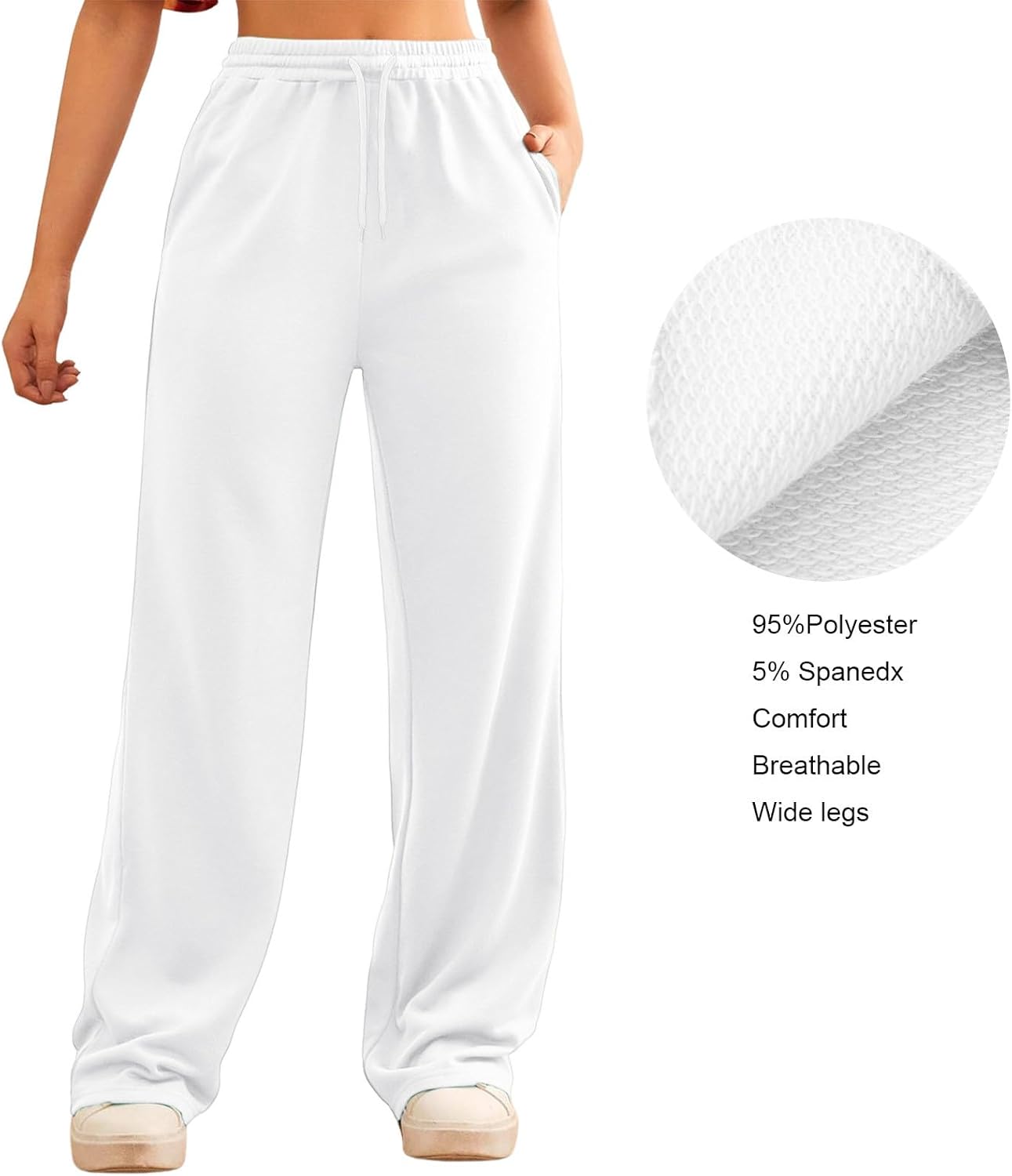 Fleece Lined Wide Leg Sweatpants for Women Baggy Tall Elastic Waist Wide Legged Yoga Pants Soft Running Relaxed Fit