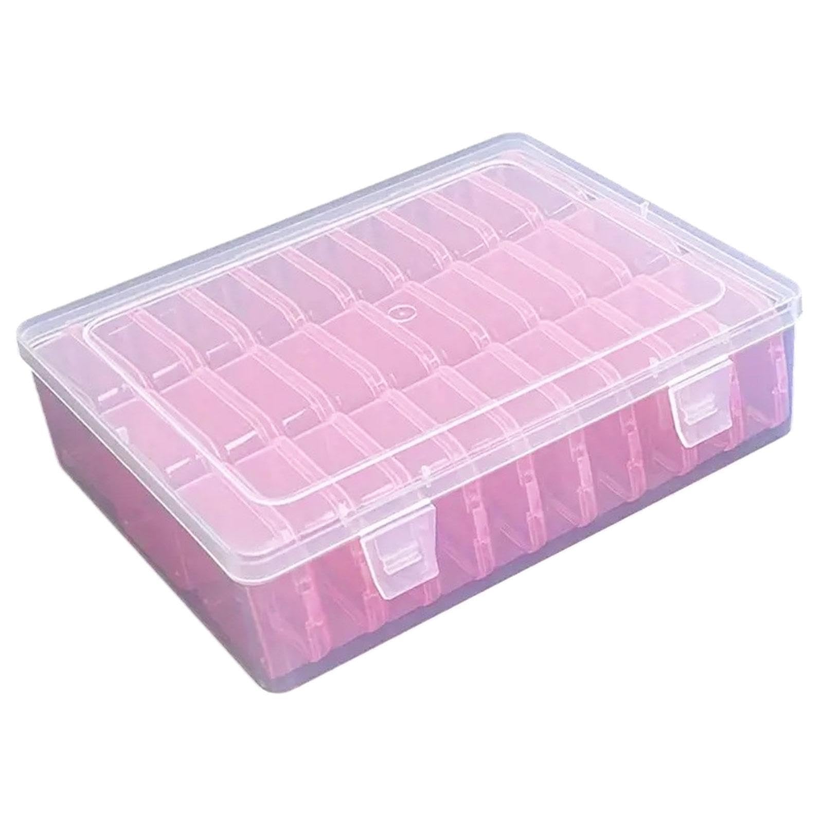 Colaxi Clear Jewelry Organizer Box Bead Organizer Versatile Practical Jewelry Storage Case with Lid Cover for Beads Nail Decorations, Pink