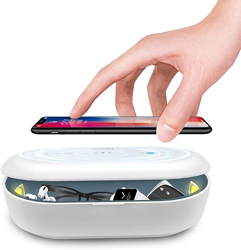 Cahot Caja desinfectante de luz UV, desinfectante de luz UV para teléfono portátil, caja esterilizadora UV con difusor de aroma, carga rápida para