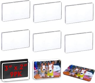 9 Pack Blank Acrylic Fridge Magnets Set, 3" x 2“ Personal DIY Decorative Refrigerator Magnets Kits, for Crafts Home Office Locker Party Gift Kids