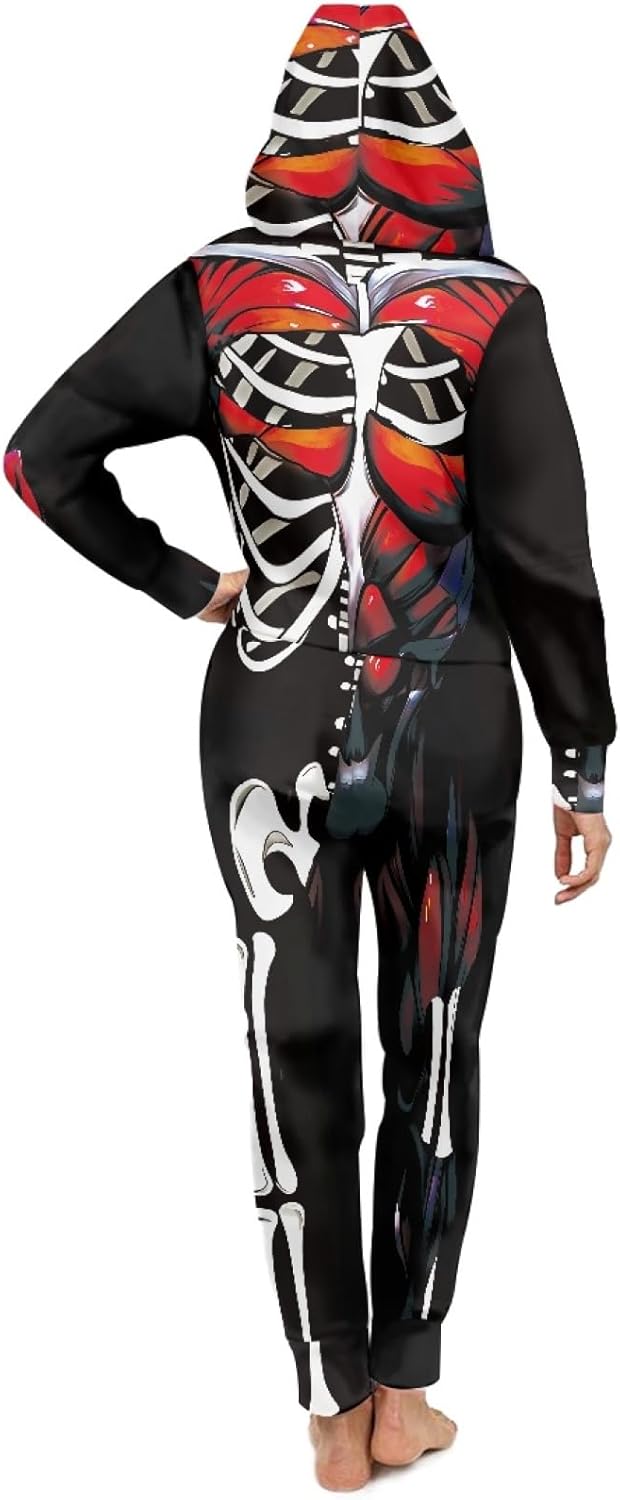 Coloranimal Unisex Women Men Onesie Jumpsuit Fashion Novelty One Piece Pajama Set with Pocket Nightwear Romper Size S-4XL