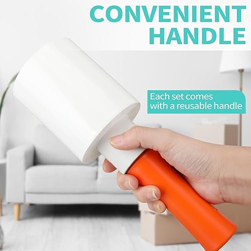 Miniatura 2 de Paquete de 4 películas elásticas de color con 1 mango de plástico, 3.94 pulgadas x 525 pies, resistencia industrial, autoadherente, mini rollo para