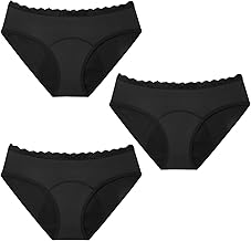 Anpro 3 Pack Menstrual Panty, Absorbent Washable Cotton Menstruation Panties for Period, Postpartum, Recovery