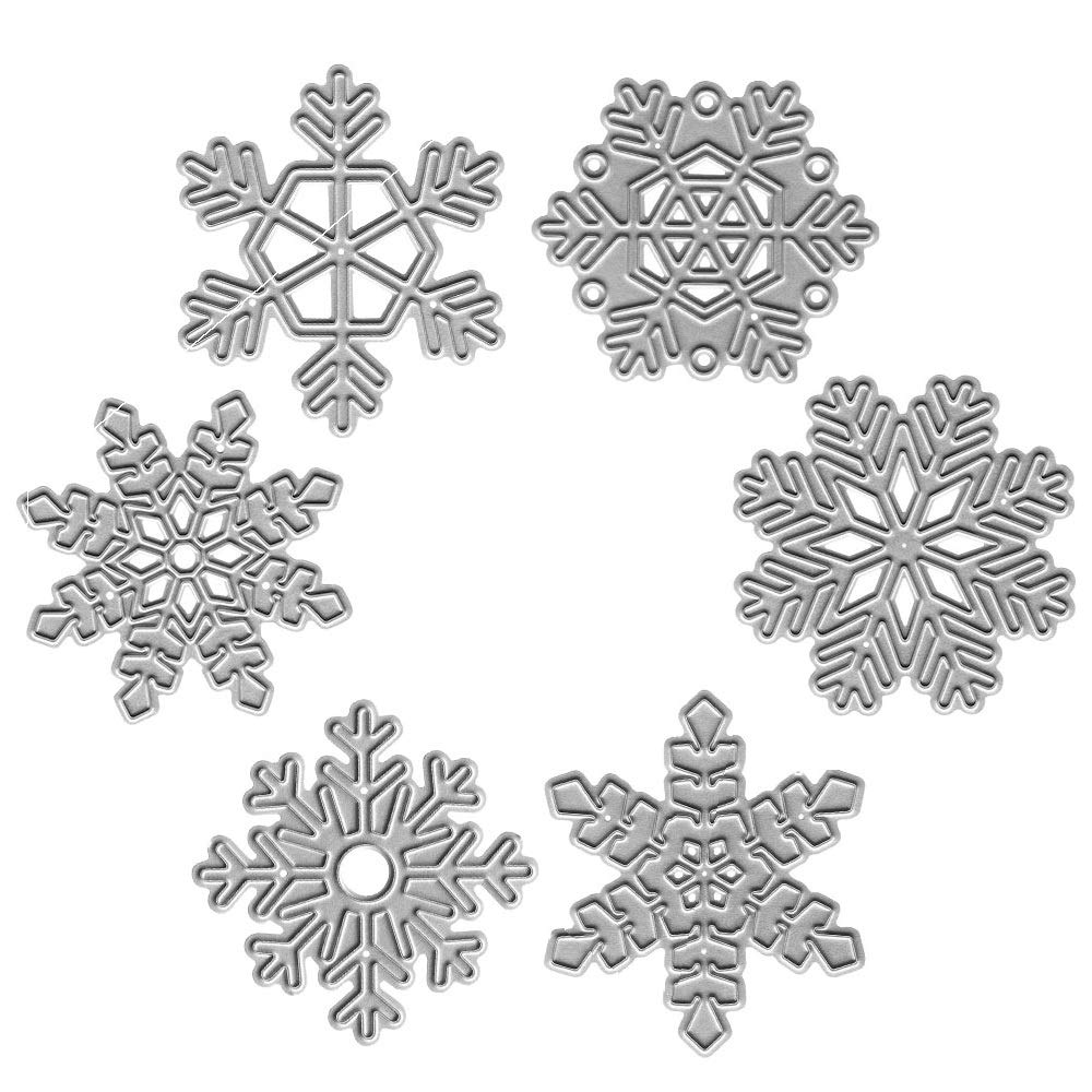 Metal Christmas Snowflake Cutting Dies,Christmas Six Different Shapes Snowflake Die Cuts Embossing Stencils Template Mould for Card Scrapbooking and