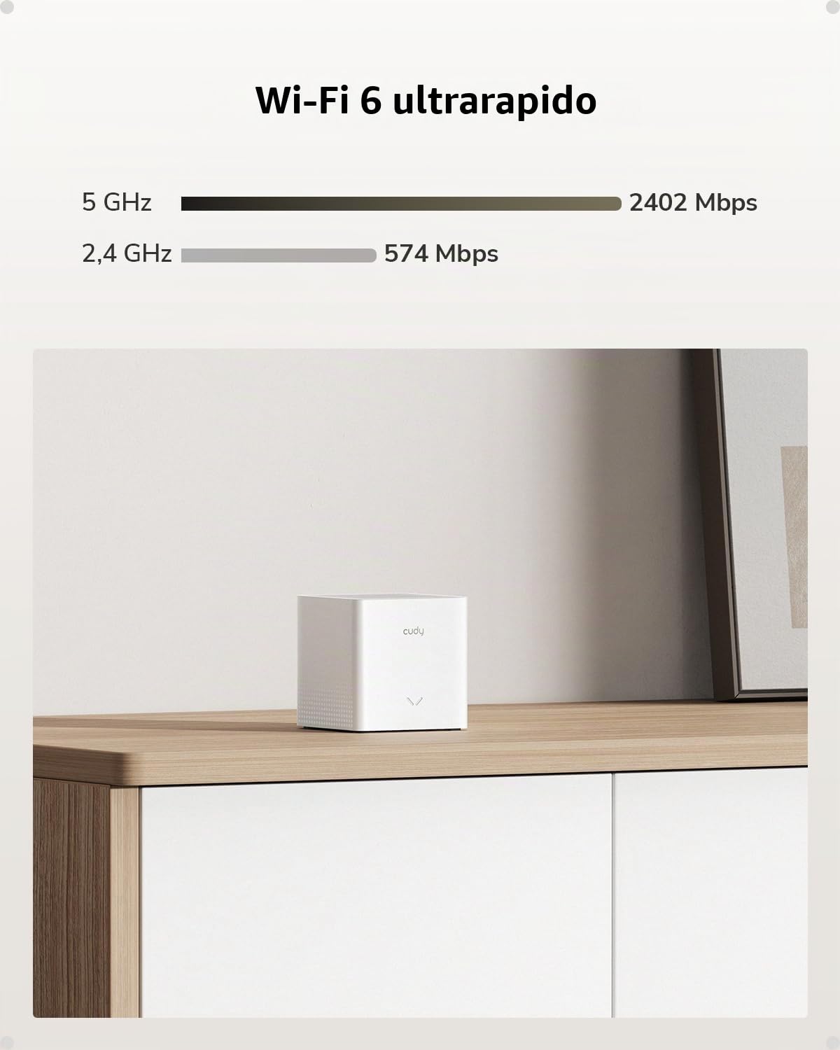 Cudy Sistema mesh Wi-Fi 6 AX3000 per tutta la casa, M3000S 1-Pack