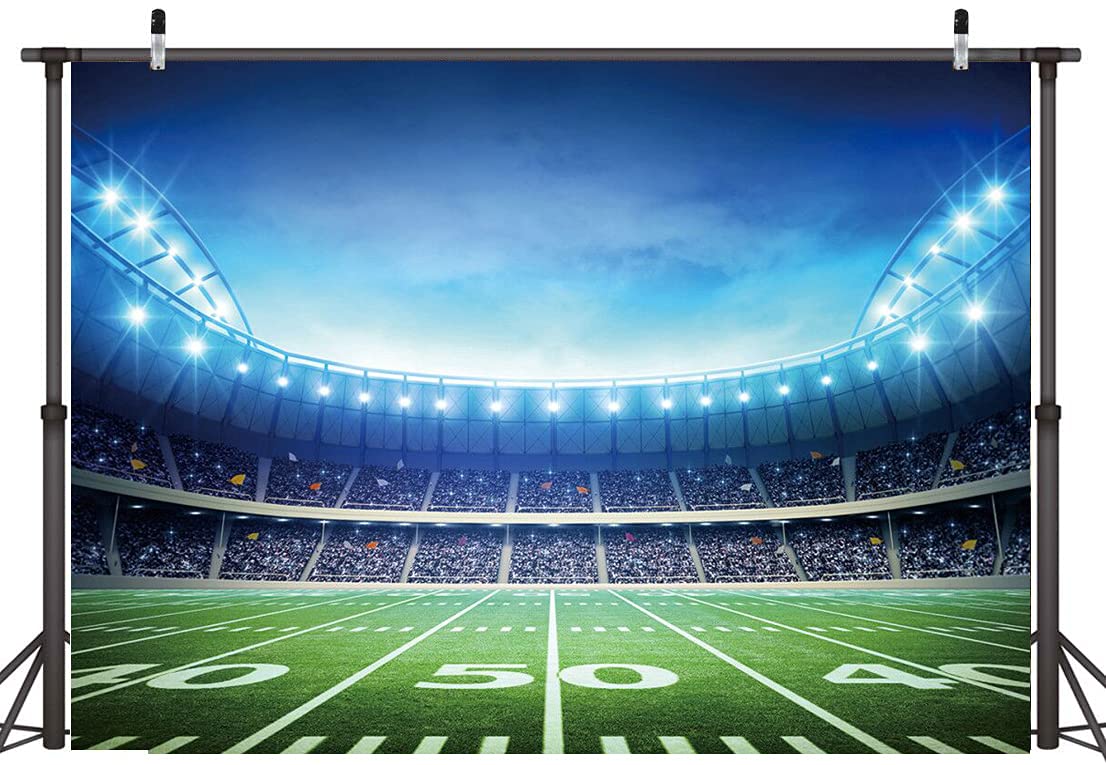 Renaiss 7x5ft Superbowls Backdrop American Football Field Stadium Photography Background Superbowls Sunday Arena Rugby Fans Themed Birthday Baby Shower Party Decors Zoom Photo Studio Booth Props - View #3