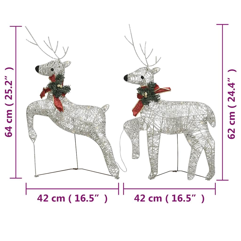 2er Set Weihnachtsrentier Deko, Goldene LED Rentier Figuren für Innen und Außen, 40 Warmweiße LEDs, 8 Leuchtmodi, Dekorative Weihnachtsbeleuchtung für Garten und Wohnzimmer