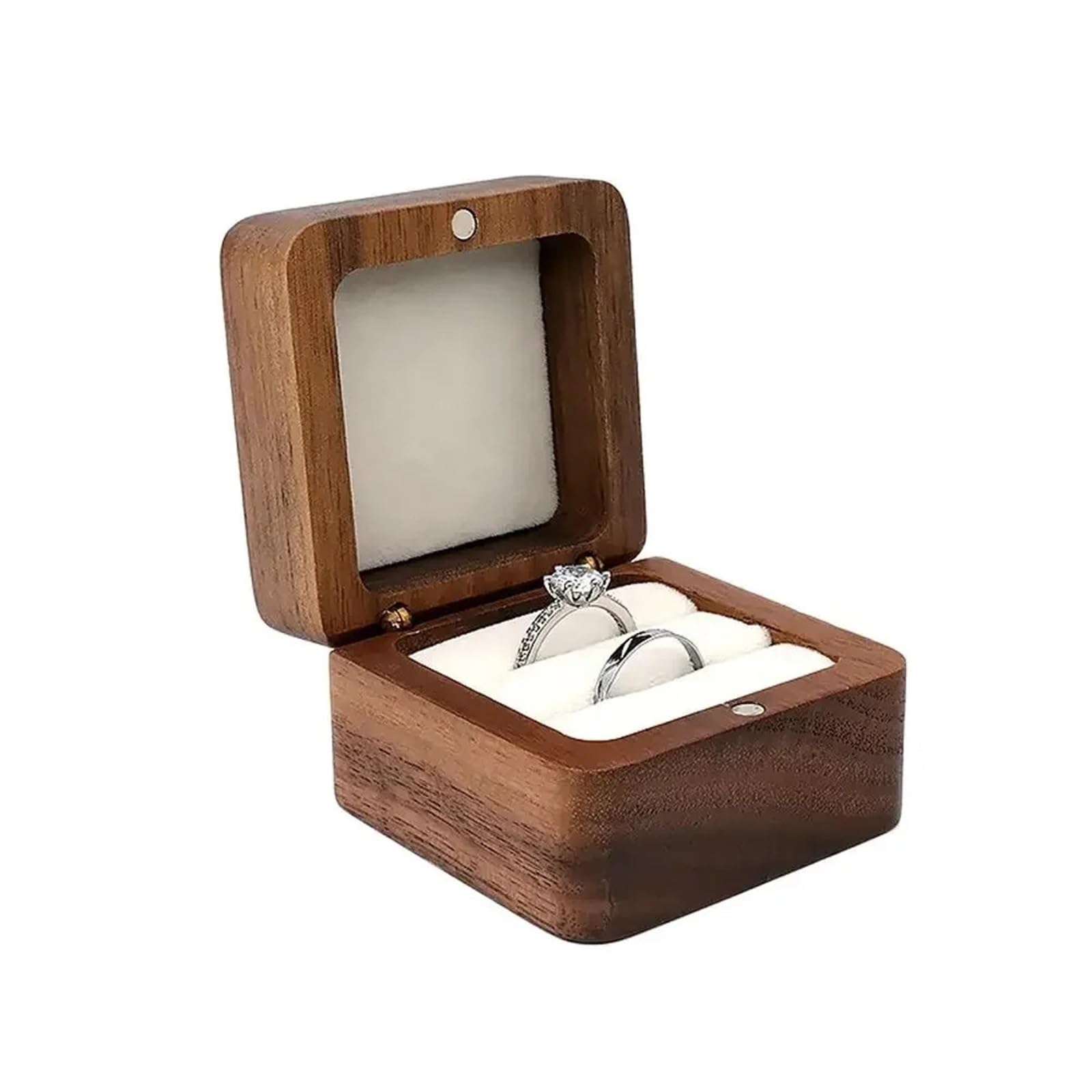 Ring Box Wooden Ring Box Jewelry Display Lover Holder Proposal Engagement Wedding Organizer(Color-A)