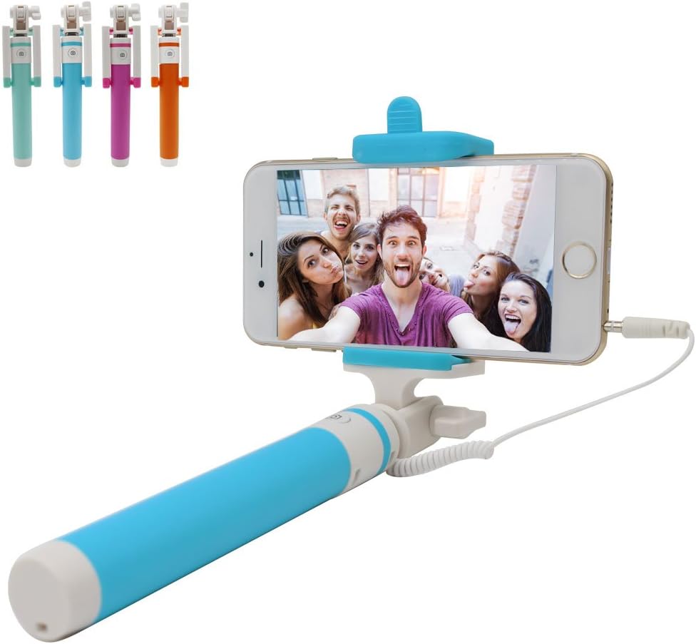 Selfie Stick, Lovely Selfie Sticks Extendable Wired Selfie Stick Lovely Colors Cute Selfie Sticks Do Not Need to Charge Selfie Sticks (Blue)