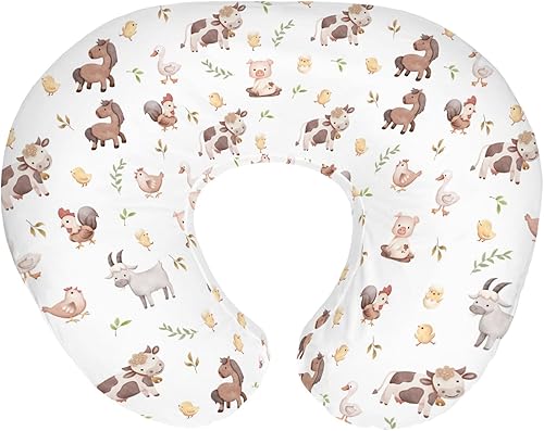 Lindas fundas de almohada de lactancia de animales de granja para niños y niñas, vaca, gallo, cabra, pato, cerdo, funda de almohada de lactancia