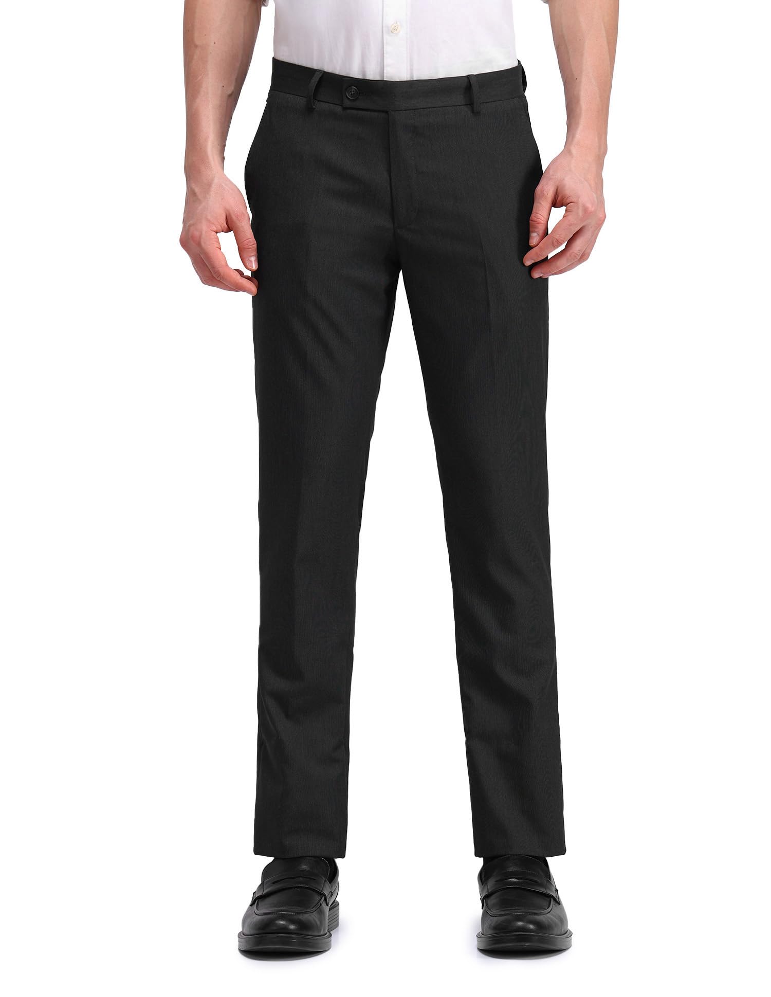 arrow Tapered Fit Solid Formal Trousers-picture-15