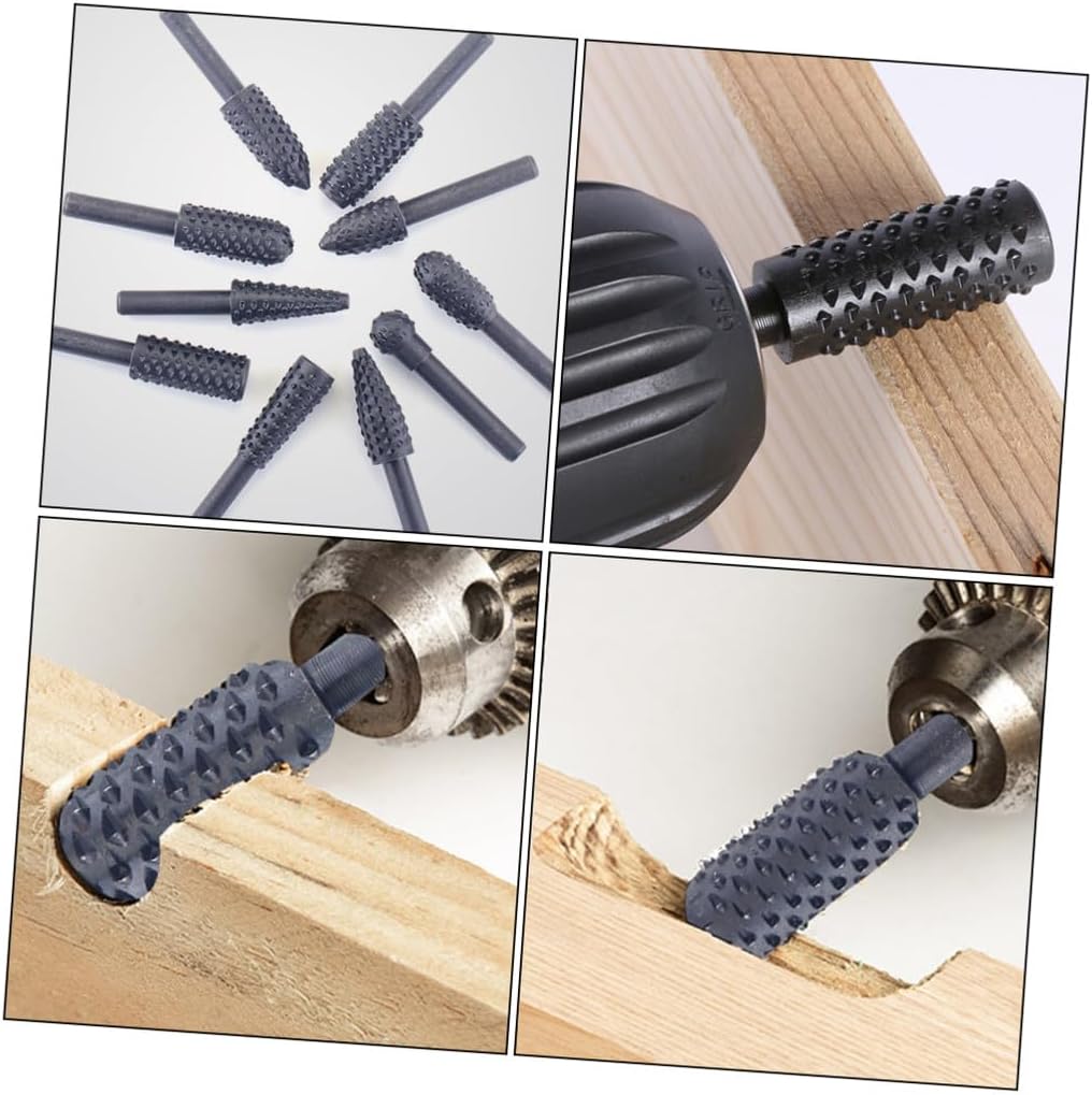 FUNOMOCYA 5pcs Rotary File Set for Wood Engraving Grinding Tool Heads Shapes for DIY Woodworking and Carving Projects