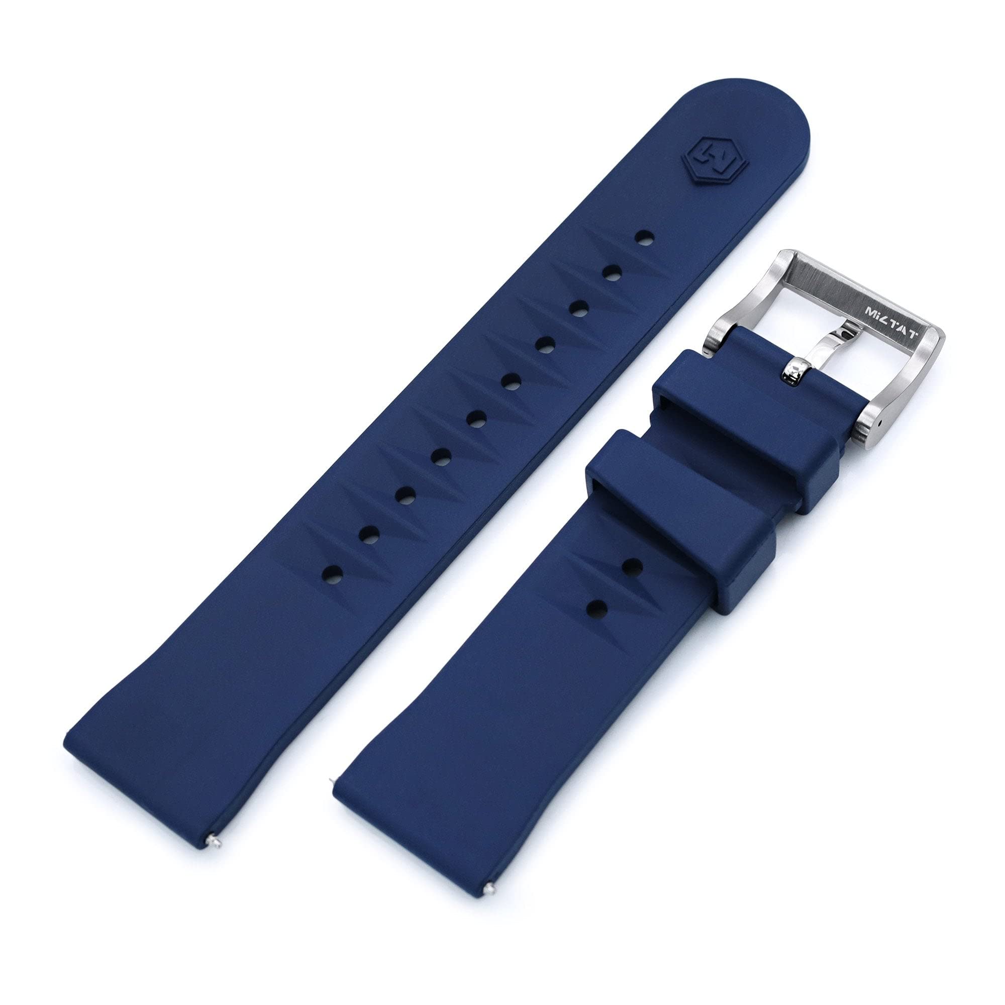 MiLTAT 20 mm Bracelet de montre en caoutchouc étanche bleu, étanche à l'eau et à la poussière