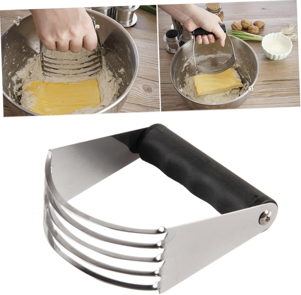 Stainless Steel Pastry Dough Blender with Blades for Kitchen Use
