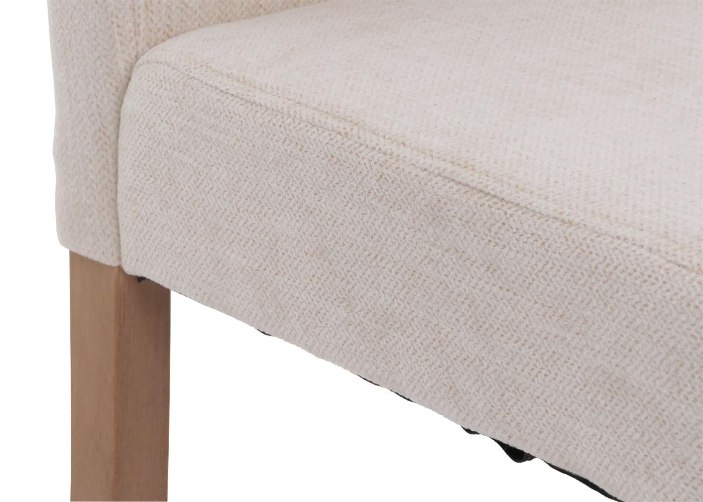 Mendler - Juego de 4 sillas de comedor «Littau» color crema con patas de color natural
