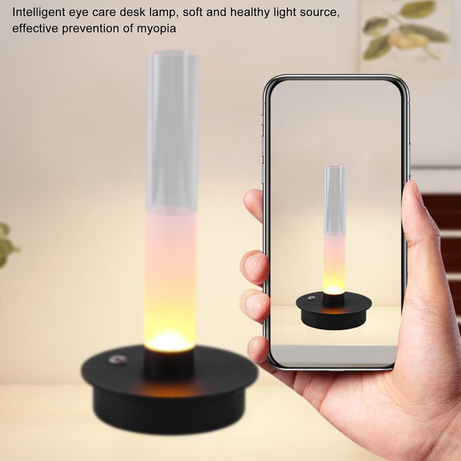 Fockety Cordless Table Lamp, Rechargeable 2000mAh Touch Desk Lamp 3 Color Temperature Stepless Dimmable Intelligent Memory LED Desk Lamp for Bedroom, Camping, Garden, Patio (Gray)