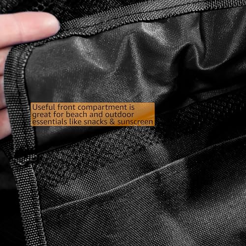 Trademark Innovations Double Folding Camp and Beach Chair with Removable Umbrella and Cooler, Black - Image 6