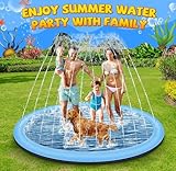 Tosekry Splash Pad für Kinder mit Antirutschfunktion, Wassersprinkler Outdoor Wasserspiel Garten, 200CM Sprinkler Pool Wasserspielzeug für Kinder & Hunde (Blau)