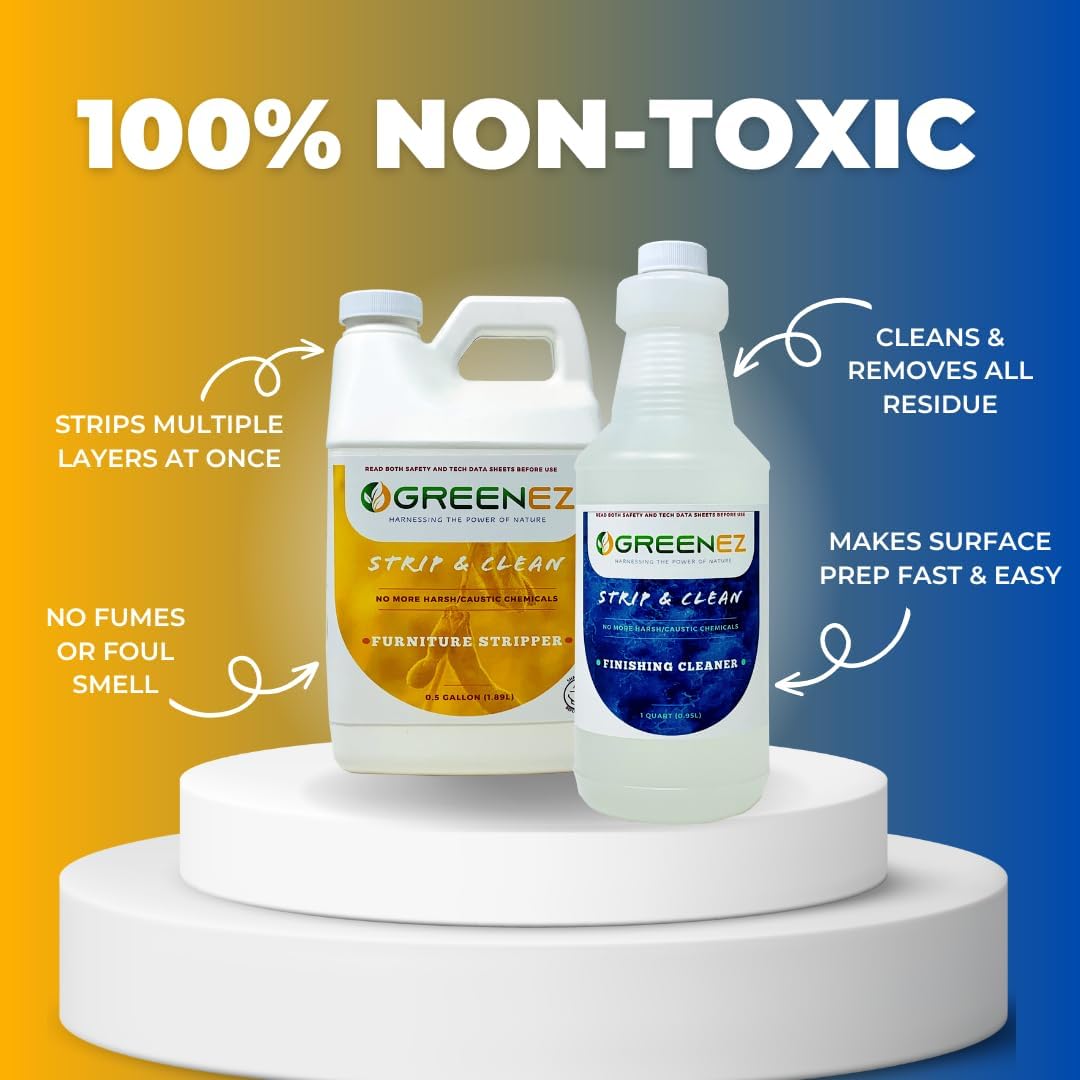 Furniture Strip & Clean | Paint & Varnish Remover | Wood Stain Stripper Gel | Remove Layers of Epoxy, Paint, Varnish Safely | No Harsh Fumes | Soy-Based & Planet-Friendly | 1/2 Gallon