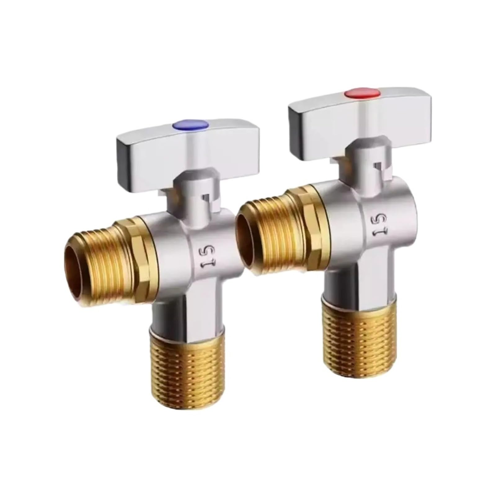 Vanne d'arrêt eau chaude en laiton rouge G1/2" pour lavabo et douche