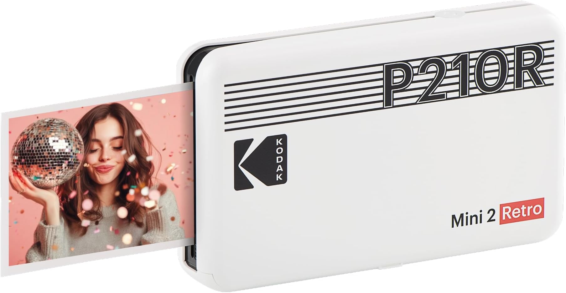 Mini 2 Retro 2x3 Portable Photo Printer, 8 Sheets, Bluetooth Smartphone Printer for iPhone & Android, Instant Color Prints, 4PASS Dye Sublimation, White