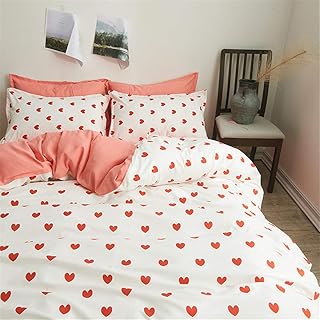 Odot Ropa de Cama 4 Piezas Juego de Funda de Edredón, Juego de Cama Microfibra Moda Cómodo Funda de Nórdico y Funda de Almohada Sábana Encimera Familiar y Niños King Size (180x220cm,Amor)
