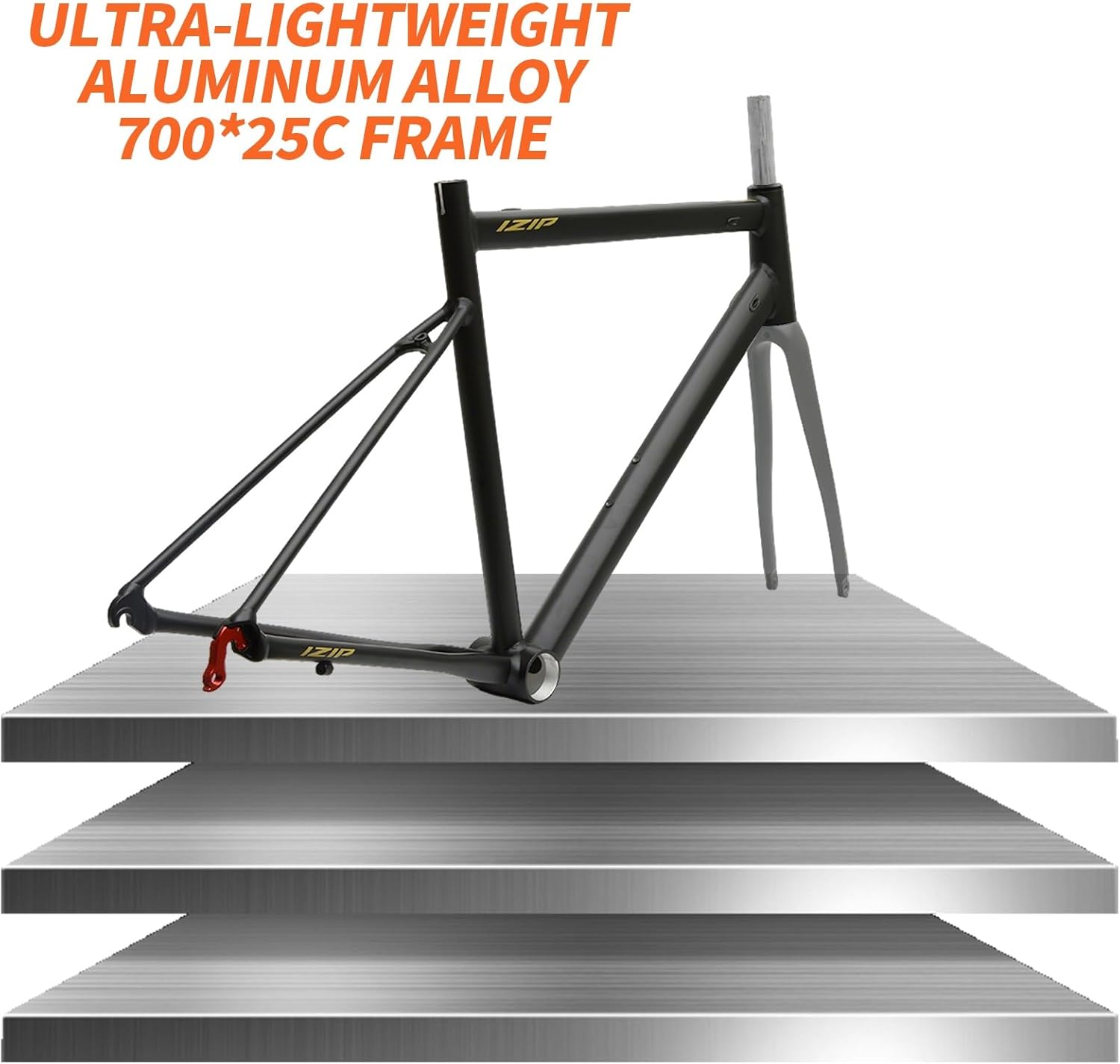 43CM 45CM 47CM 50CM 53CM Road Bike Frameset 700C Aluminum Alloy Quick Release Frame 100/130mm C Brake BSA BB68 Climbing Bike Frame with Carbon Fiber Fork(Silver 1,47cm)